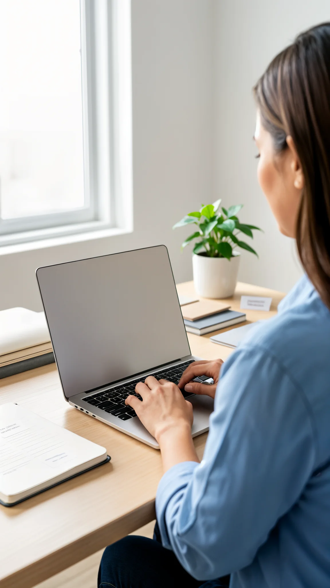 Empreendedora revisando o conteúdo do site de sua empresa